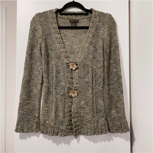 BCBGMaxAzria Vintage Y2K Whimsical Knit Cardigan with Flower Buttons Size S